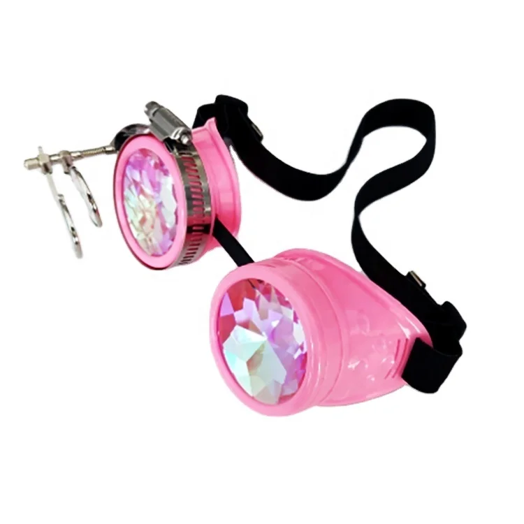 Pink Steampunk Glasses Party Eyewear Sunglasses Festival Holographic Retro Punk Kaleidoscope glasses