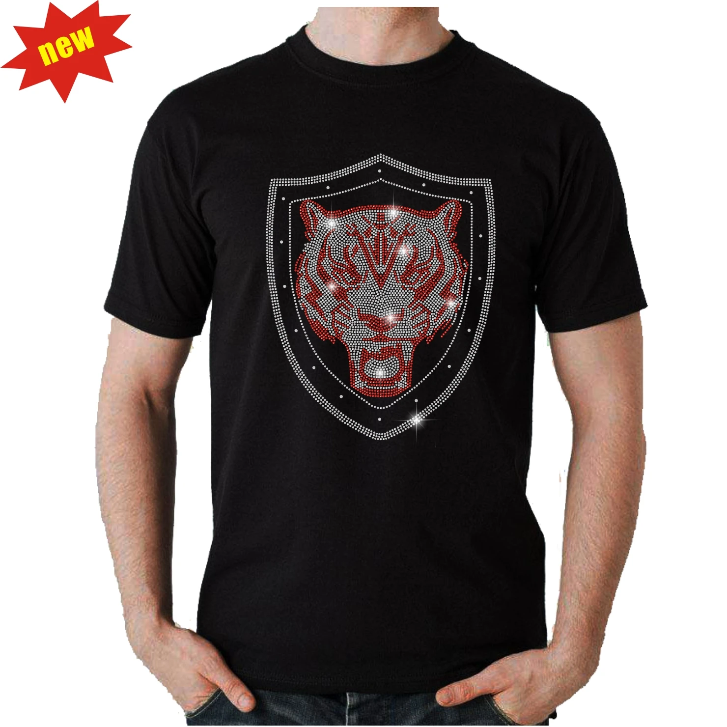 Tiger  Iron-on Rhinestone Design Bling Rhinestone Heat Transfer For Clothes