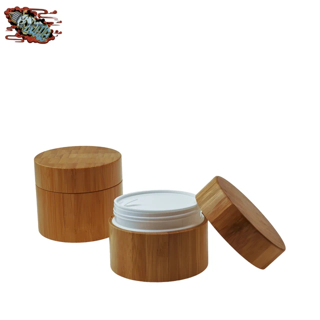 Custom size logo printing natural bamboo jar with plastic interior