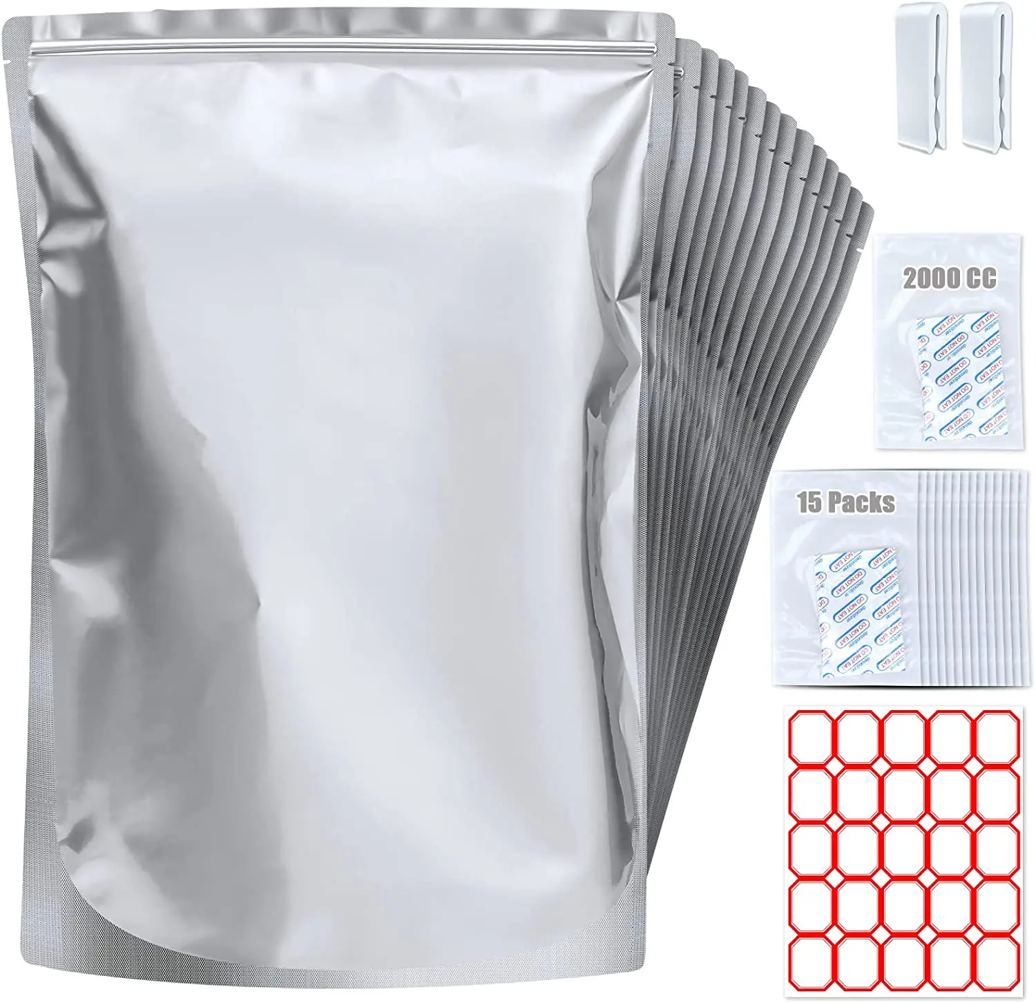 Reusable Mylar Bags with  Oxygen Absorbers for Food Storage Long Term 8.7 Mil Gallon Aluminum Foil custom printed