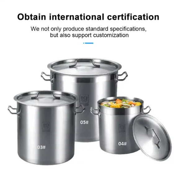 21L Deep Stock Food Warming Soup Pot Set Kitchen Stainless Steel Cooking Pots With Metal Lid