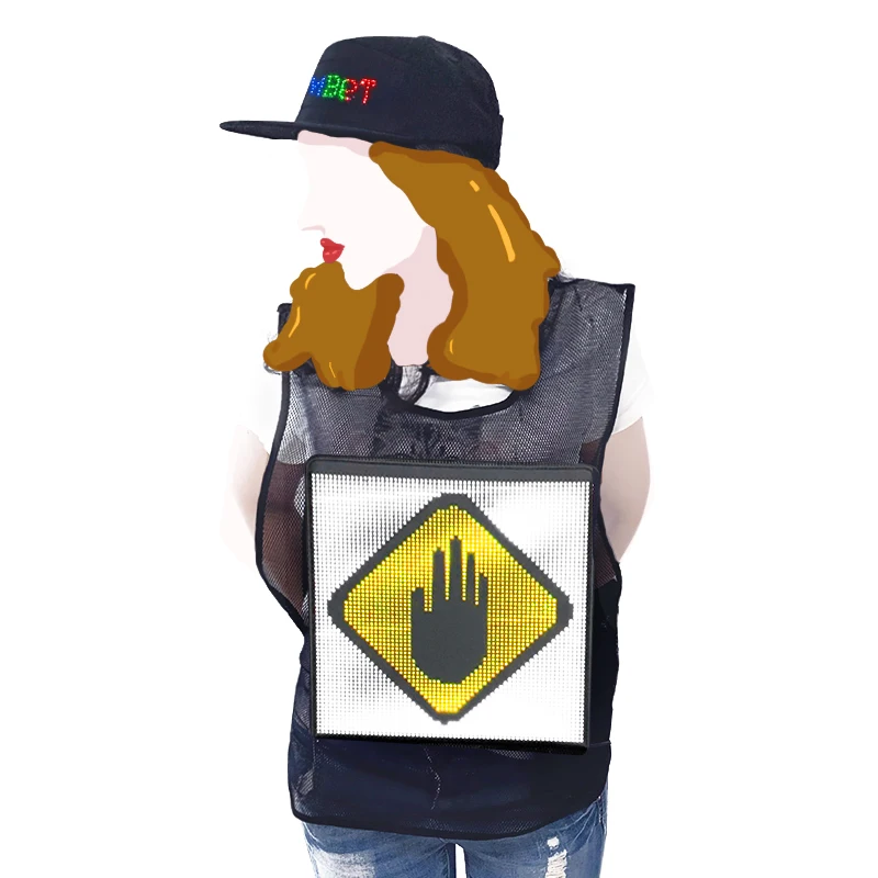 LED Vest With Full Color LED Panel Flashing Display Custom Text Pattern Animation Images Walking Advertising Vest Led Jacket