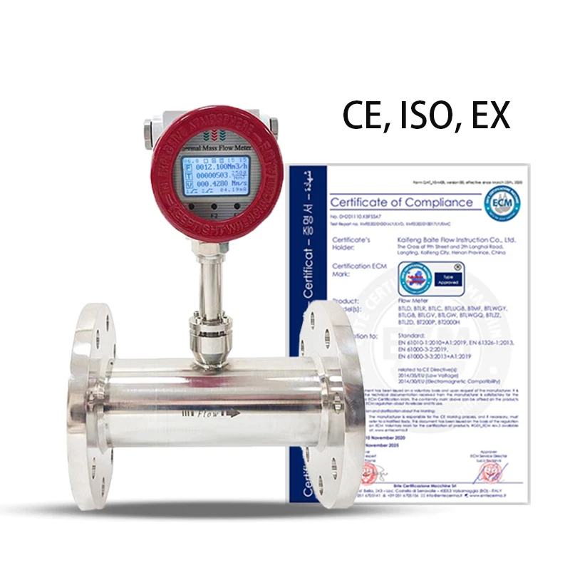 Thermal mass flowmeter gas flow meters lcd display insertion flow meter