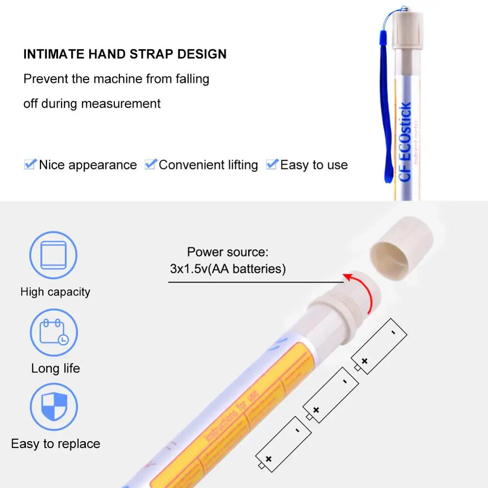 New Automatic Switch CE / ppm / CF Water Quality Meter Pen Horticulture Test CE Nutrient Meter Nightstick
