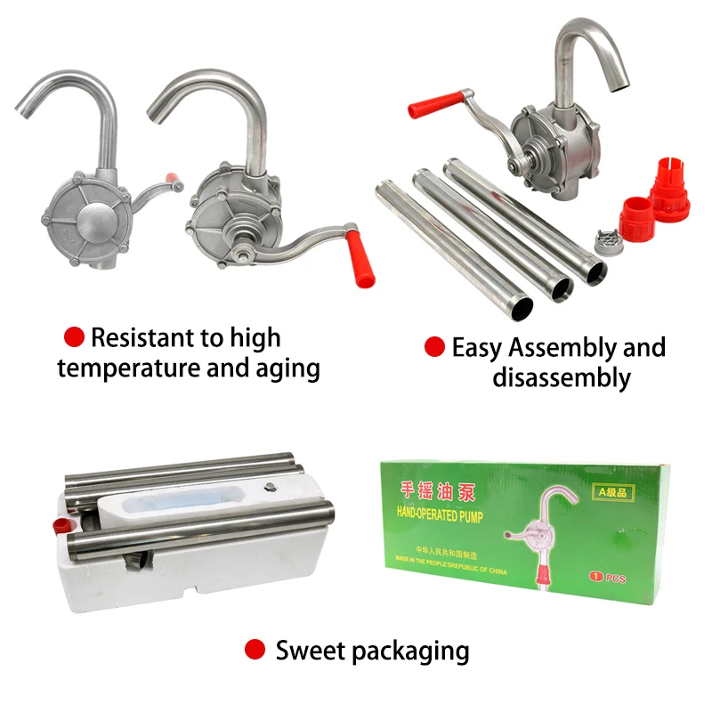 Stainless steels 25mm Food grade hand crank oil pump fuel Transfer Rotary Hand drum Pump For Diesel/Kerosene/lube/machine oil