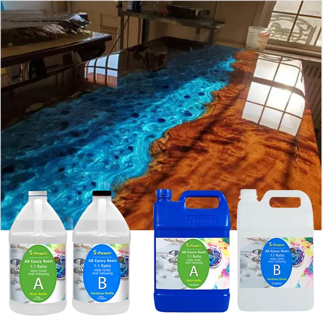 Epoxy Resin AB Adhesive 2:1 Transparent River Table Board Handicraft Potting Adhesive High Hardness Self Defoaming Crystal
