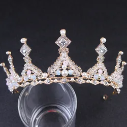 New High Quality Luxury Crystal Rhinestone Headdress Bridal Hair Accessories Brida Alloy Pearl Princess Tiaras and Crowns