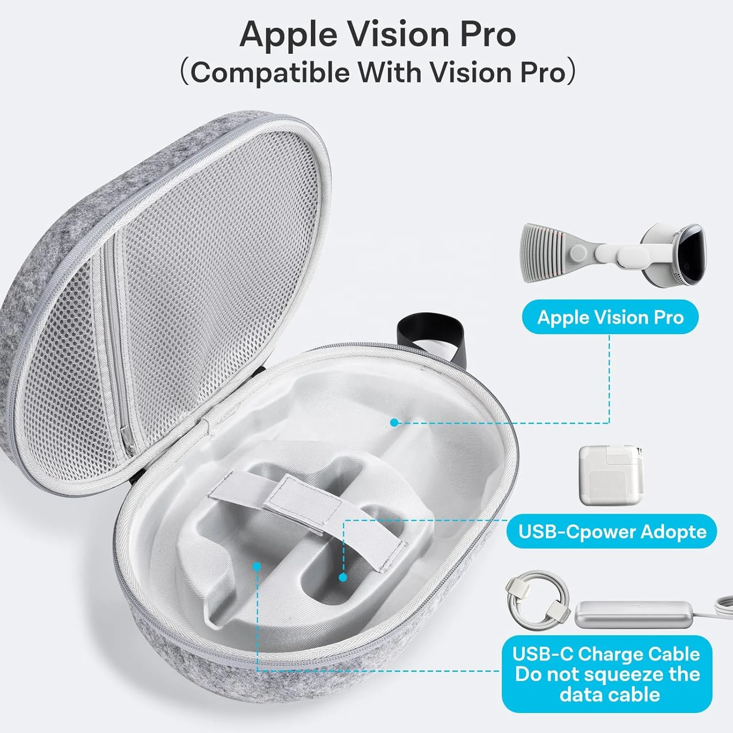 OEM Wholesale High Quality Felt VR Headset Storage Bag Custom Waterproof Shockproof VR Box Hard Shell Travel VR Glasses EVA Case