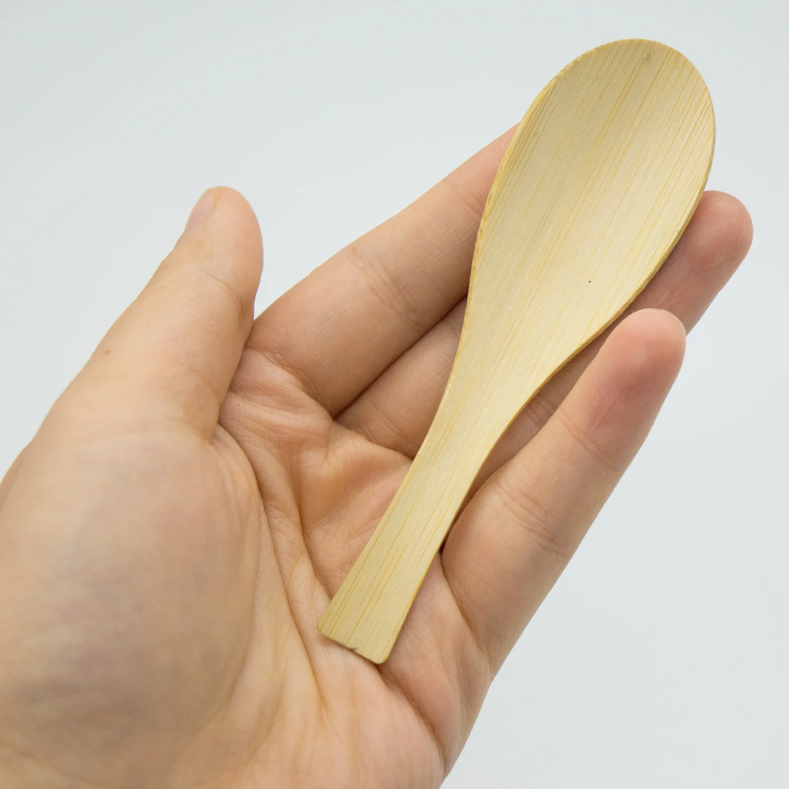 Natural bamboo biodegradable mini customisable design logo engravable 101mm bamboo soup ladle.