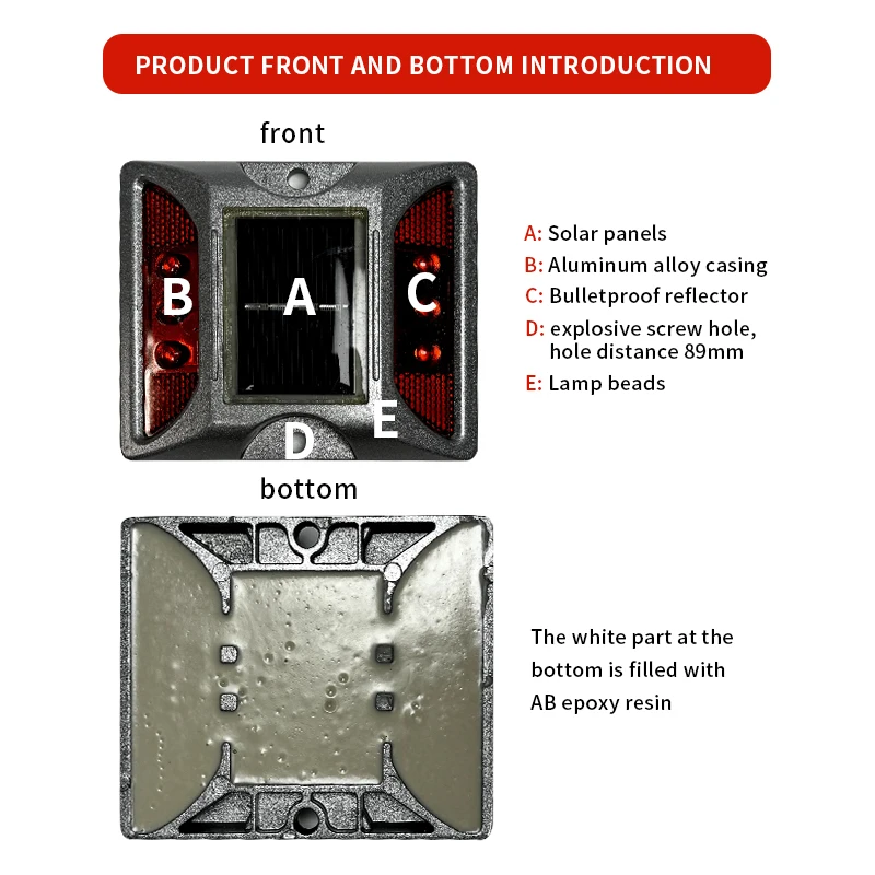 Aluminum Reflective Road Stud Yellow Reflector Cat Eye Reflect Driveway Marker Road Spike for Highway