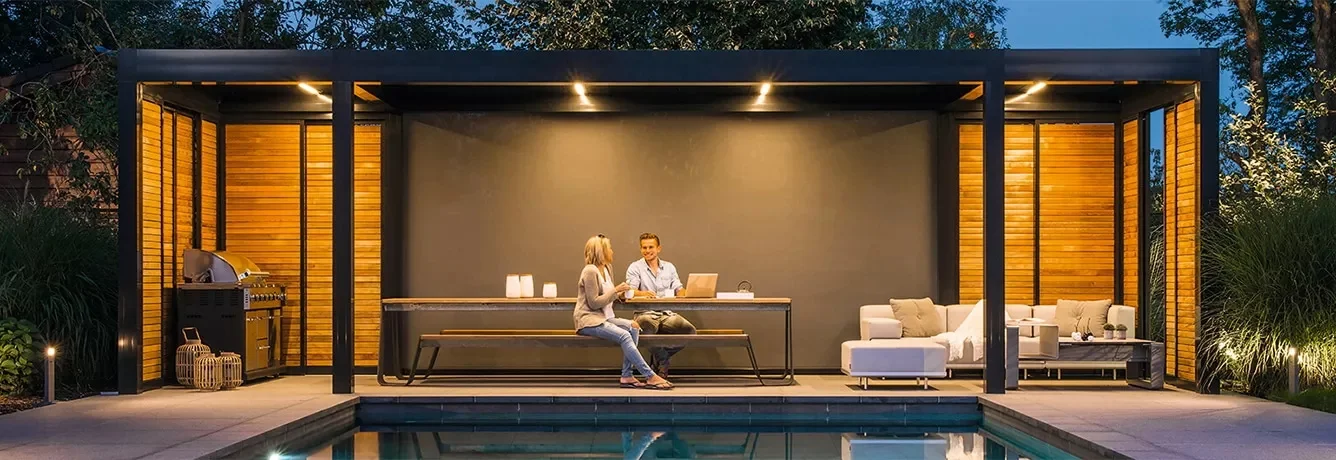 Wholesale Hot Selling  Aluminum Frame Pergola Sun Shad Aluminium Louvered Roof Pergola For Outdoor Patio With LED Light