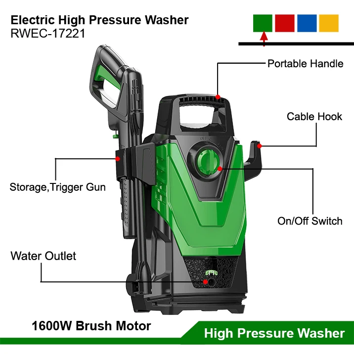 1600W Electric Power High Pressure Washer Car Washing Machine Water Pressure Cleaner Pump Small Portable Car Washers