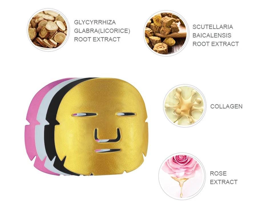 private label korean skincare collagen crystal spa 24k gold whitening hydrating moisturizing facial face mask beauty sheet OEM