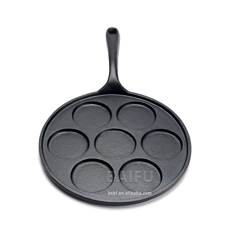 7 cakes Non stick Seasoned Enameled Cast Iron Pancake Pan Silver Dollar Pancake Griddle Cast Iron Mini Pancake Maker Crepe Pan