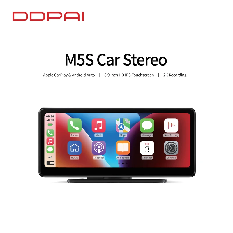 Popular Design DDpai M5S Car Stereo 8.9-inch ultra-clear touch screen 2K ultra-wide-angle recording Car DvD Player With App