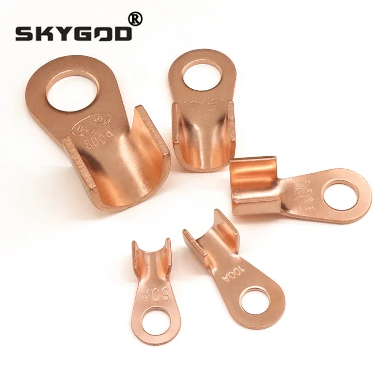 OT Type 3A-1000A Wire Terminal Red Copper Bare Nose Lugs Crimp Open Mouth Cable End Connector Splice