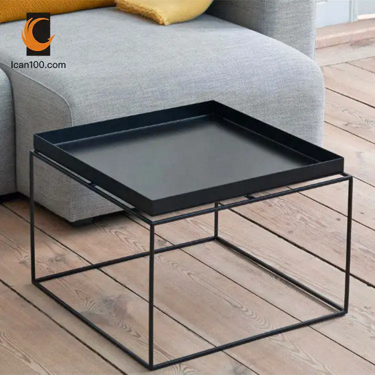 Metal Coffee Table Tray Black Square Table Luxury Small Coffee Table For Living Room