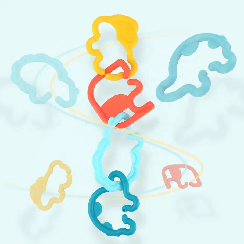 Animal Parade Baby Ring Toy Colorful Plastic Chain Links for Carriage and Stroller Playtime Toy