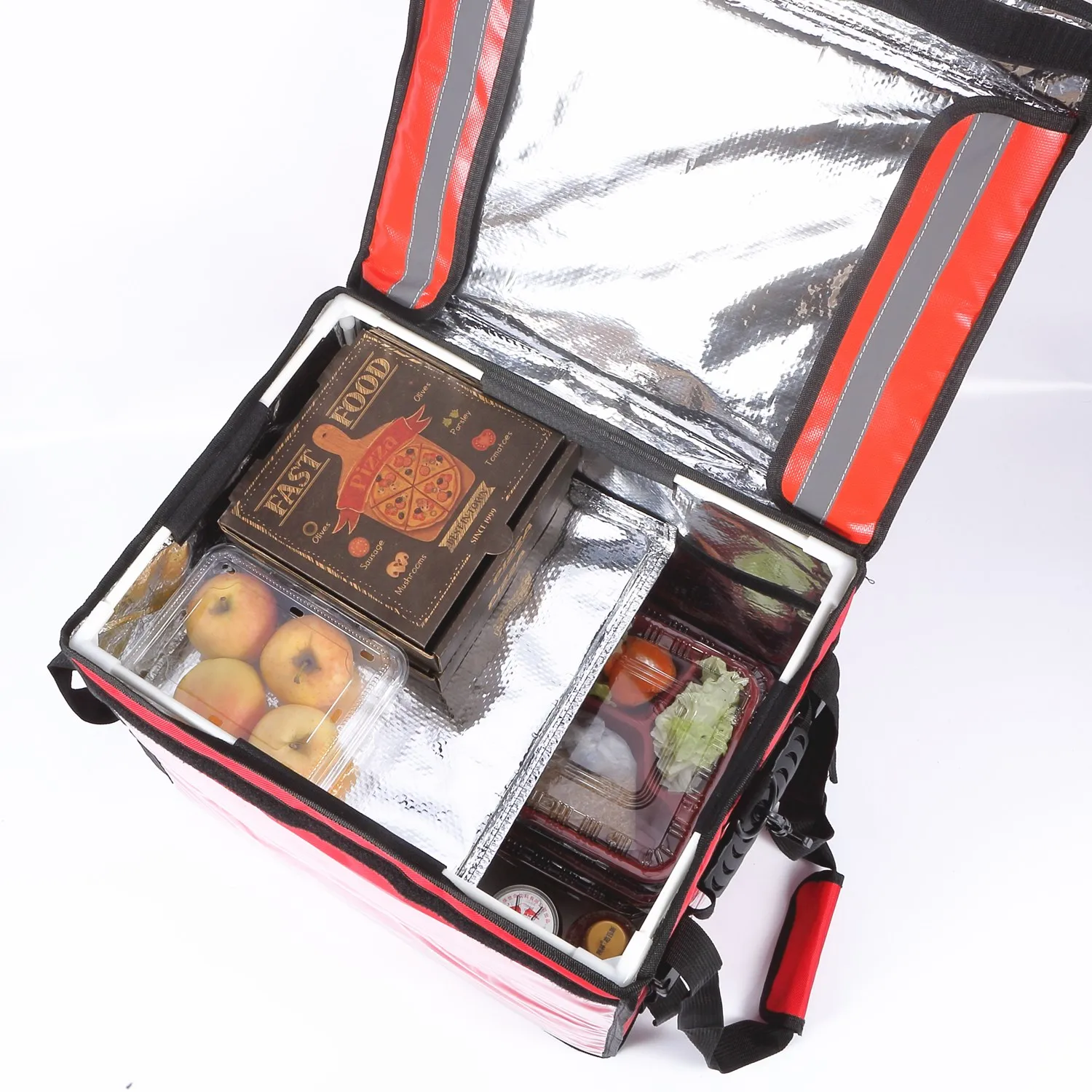 Custom made 48L waterproof Durable bike food delivery bag low MOQ cooler bag with compartment