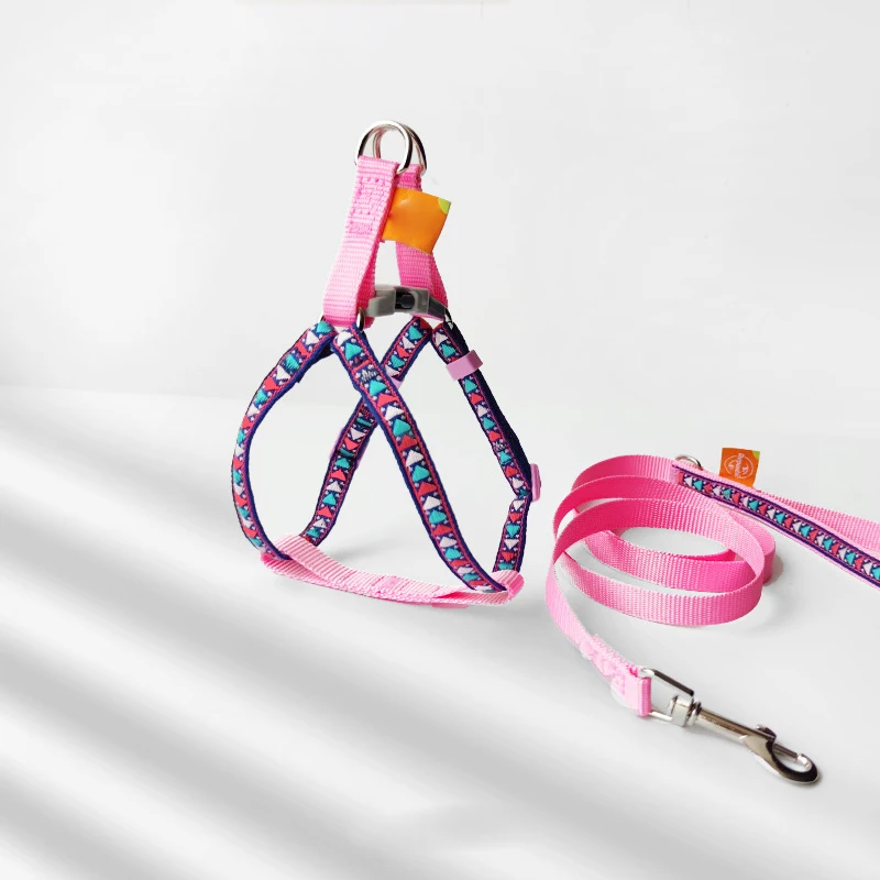 Adjustable sublimation Pet dog harness no pull supplies luxury pink accessories custom design small pet dog harness