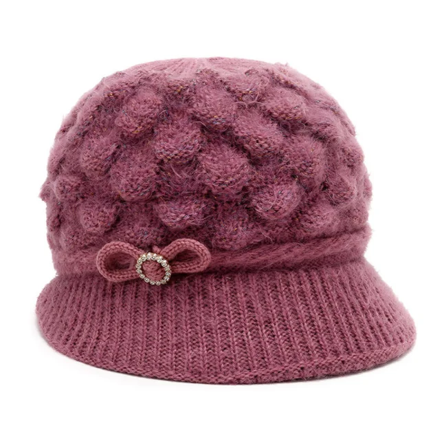 Nanjing Bowen Middle-aged and old people winter hat grandma winter mother hat fish scale pattern warm knit wool
