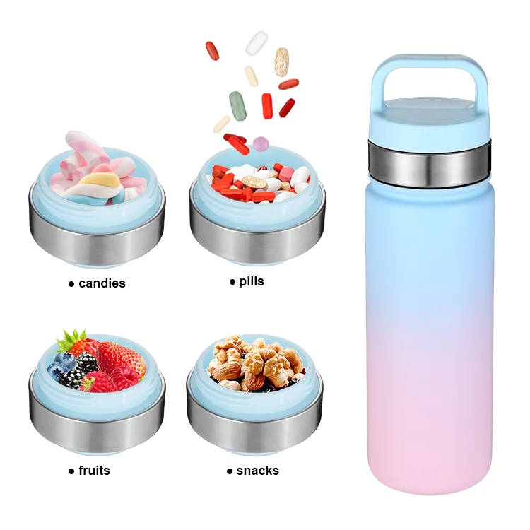 Free Sample 18 oz Water Bottle Custom Double Wall Stainless Steel Insulated BPA Free Water Bottle with Compartment Lid