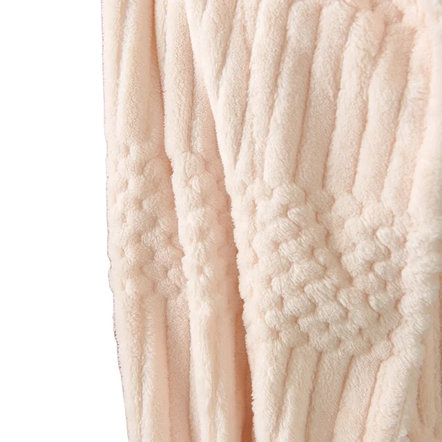 Jacquard Custom Recycled Flannel Coral Solid Fleece  Fabric Autumn Winter Robe Sleepwear