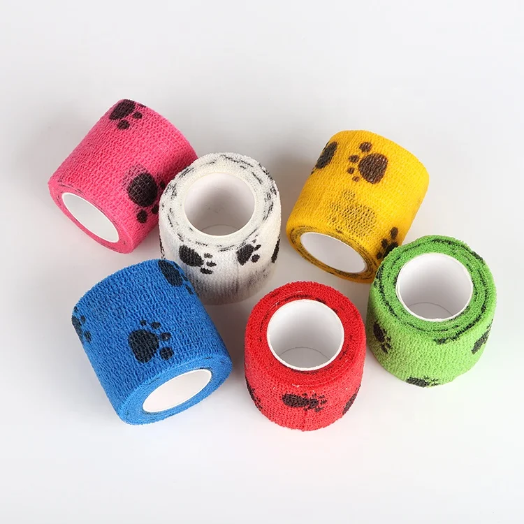 Manufacturer Free Sample Pet Wrap Printed Flexible Elastic Vet Wrap Hoof Cohesive Tape Bandage