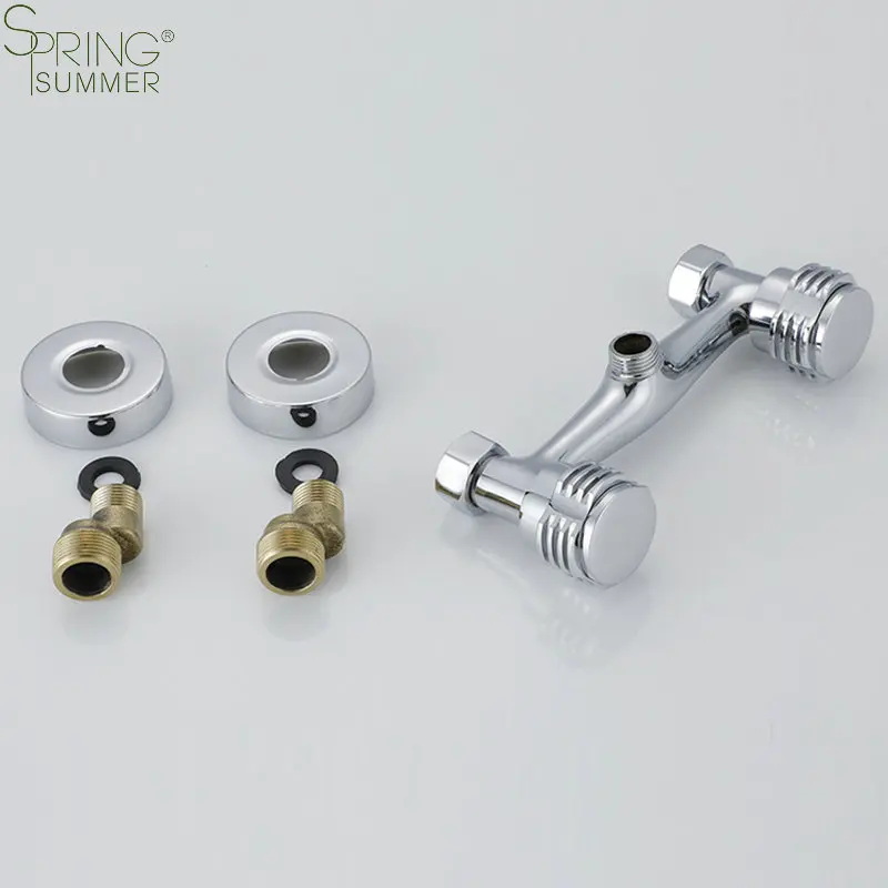 Double switch  brass Wall Mount Shower Mixer Faucet Double handle bathroom shower faucet set