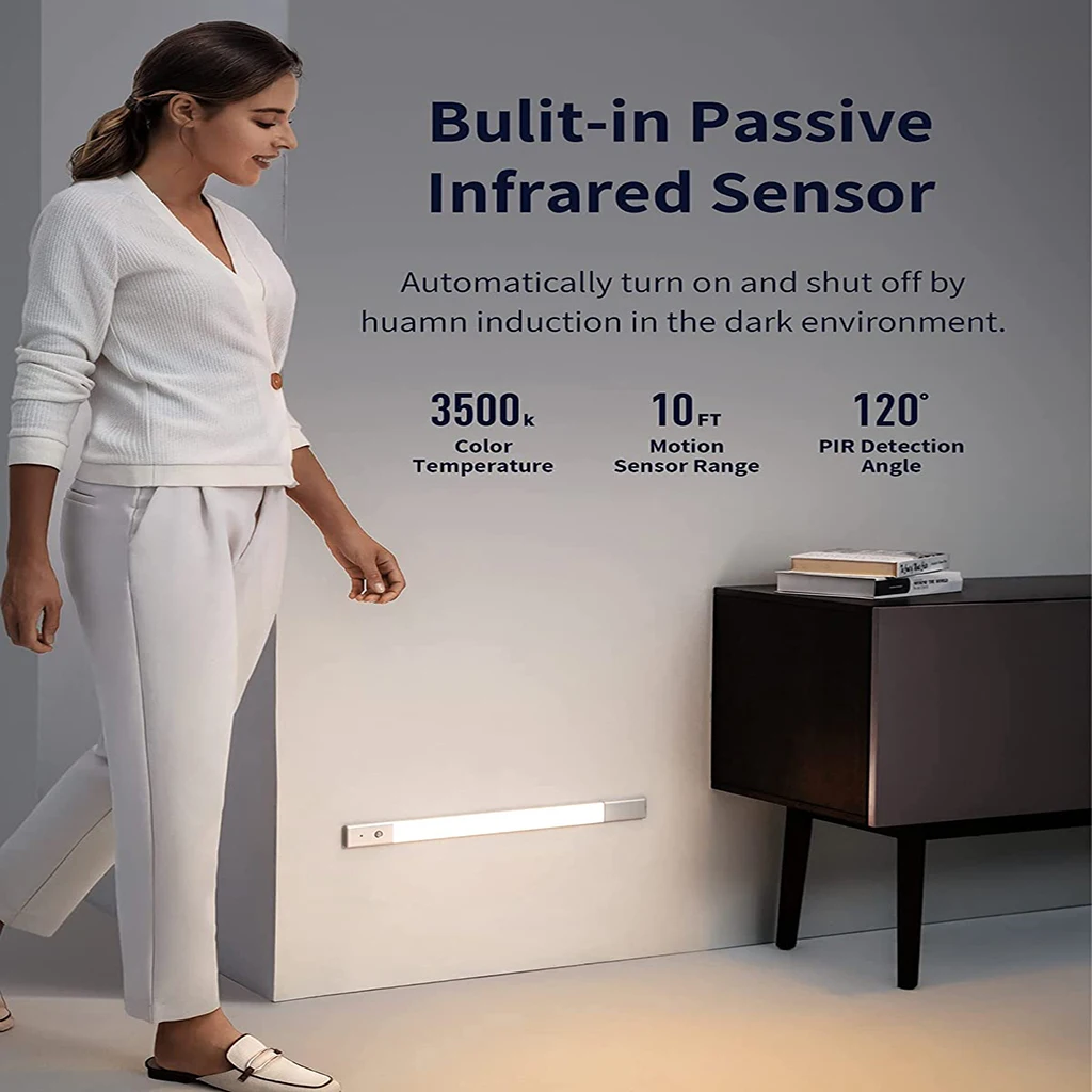 Rechargeable Detachable Battery 48LED Motion Sensor Cabinet Light for Kitchen, Wardrobe, Cupboard