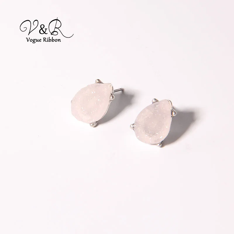 V&R Jewelry xupe 3 Pairsset Gioielli Faux Sea Shell Gemstone Drusy Effected Assorted Cute Basic Earring Set