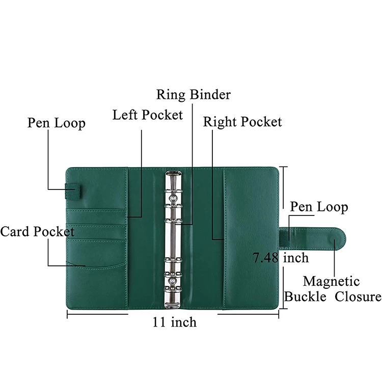 A5 A6 Budget Binder Checkered PU Leather Notebook Loose Leaf Spiral Notebook Business Planner Grid Pattern Budget Binder