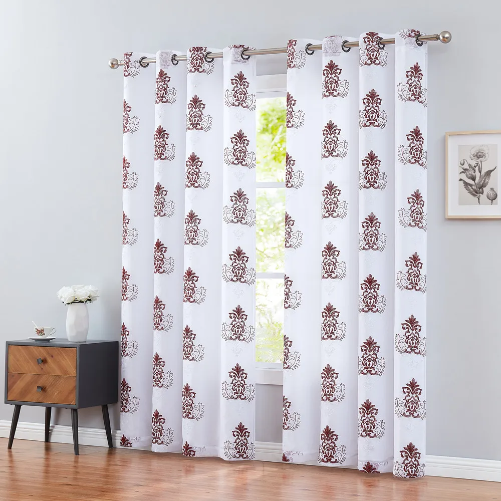 Most Popular White Embroidered Voile Curtain Drapery Germany Sheer Curtain With Stain Backing For Home Window