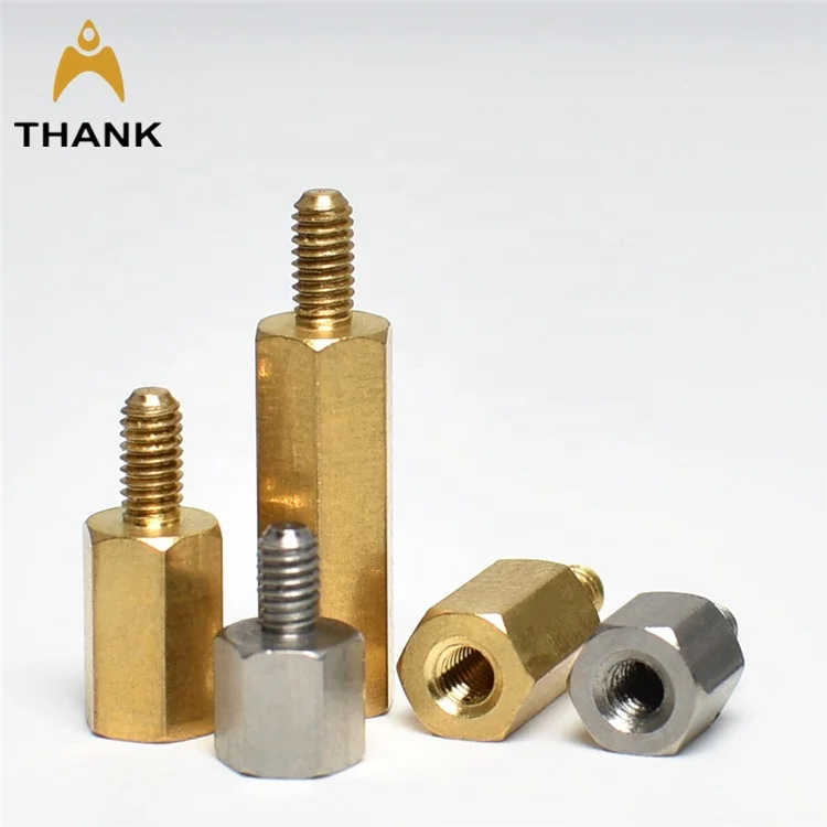 inside female thread outsize male thread Brass Unheaded hex nut and bolt M2-M8
