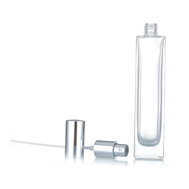 Simple Long And Thin Shape Glass Perfume Bottle Hot Sales Beautiful Gold And Sliver Cap Perfume Glass Bottles