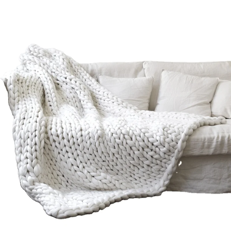 Knitted Blanket Yarn Cover Handmade Shag Blanket