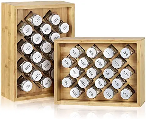 Wholesale Bamboo Spice Display Shelf,Multi-Layer Bamboo Spice Rack,Bamboo Wooden Spice Drawer Organizer for Kitchen Storage