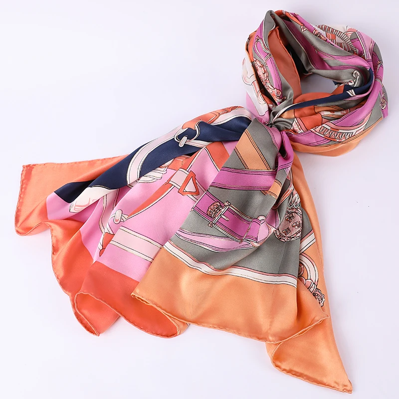 Китайский Экологически чистый шарф из чистого шелка с цифровой печатью 106*106 см, очаровательный Шелковый квадратный шарф