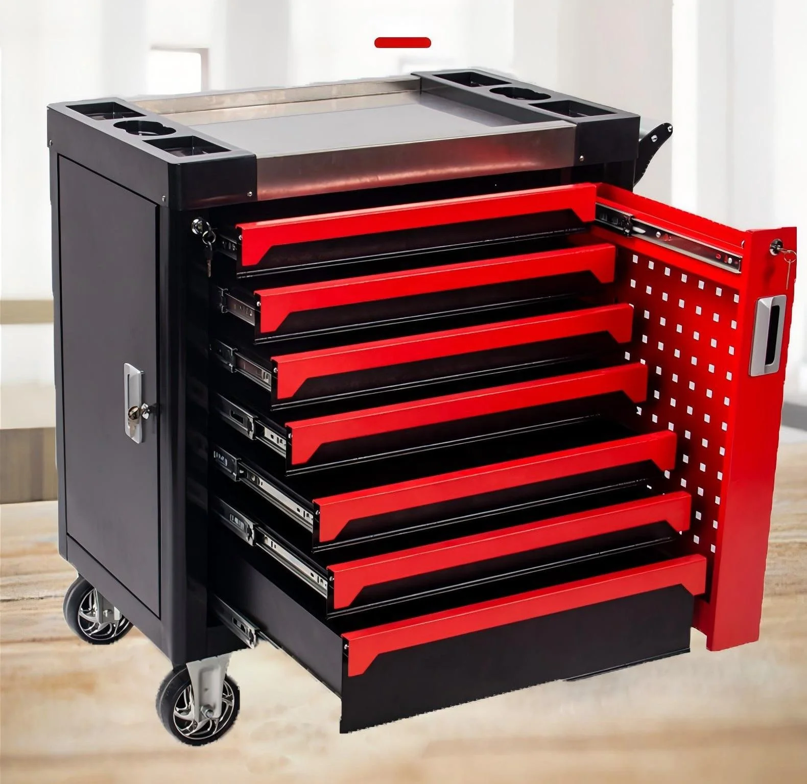 Seven-Drawer Auto Repair Tool Cabinet 258-Piece Set Heavy Duty Metal Iron OEM Supported Powder Coating Storage Workshop Use