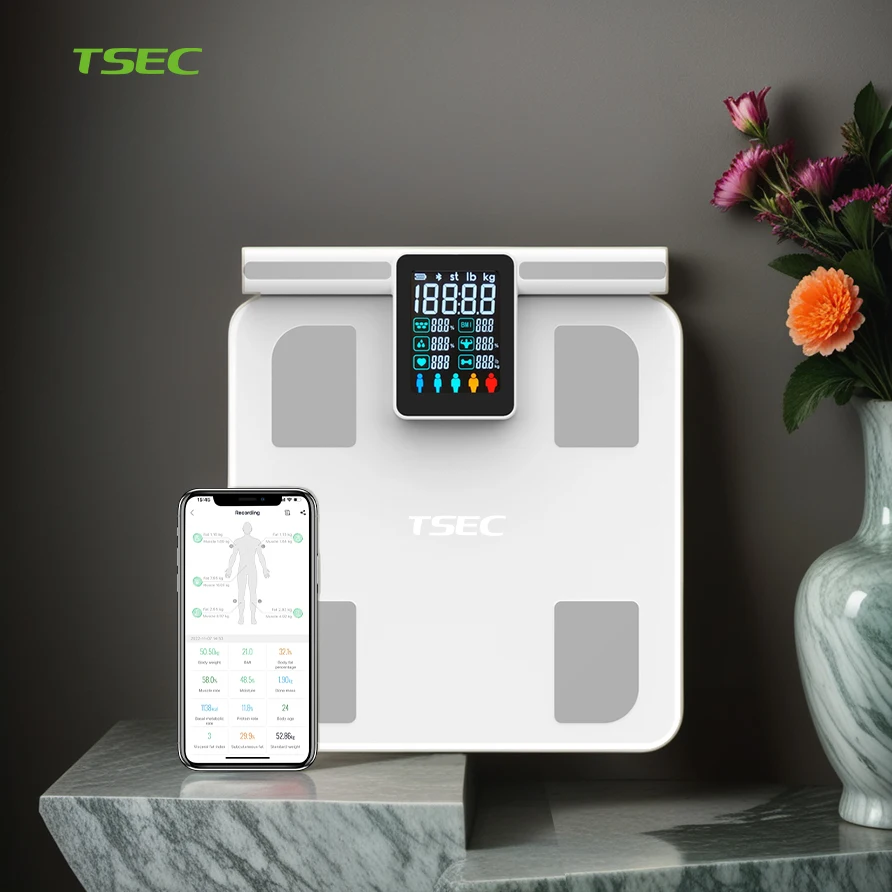 8 Electrodes Body Mass Index Smart Scale  Body Fat Bioimpedance Scale With Body Report