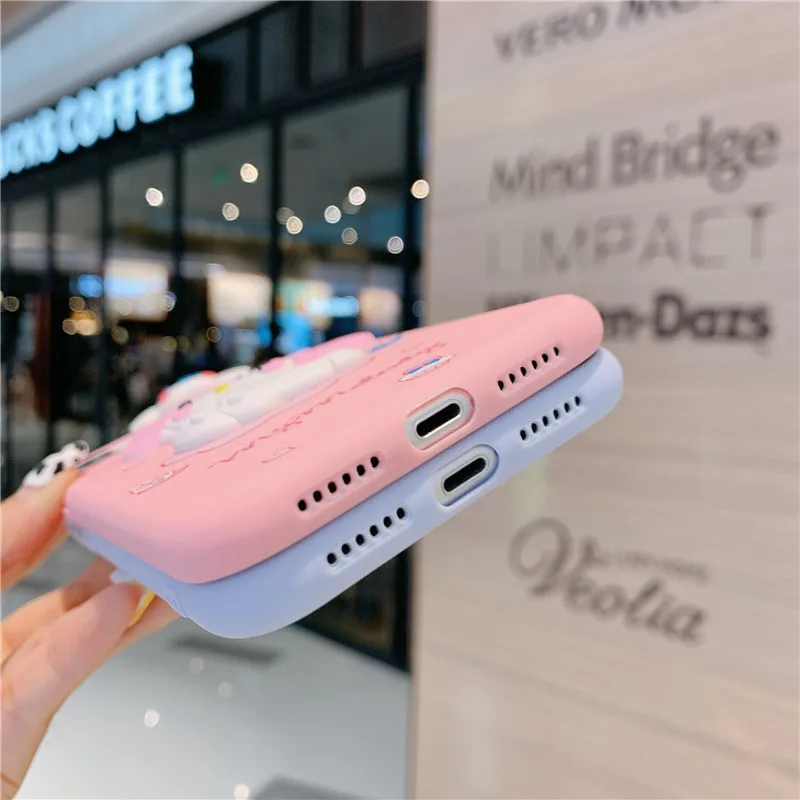 Cartoon Cute Melody Cinnamoroll Phone Case For iPhone 7/8 XR 11 12 13 14 15 16 Pro Max Shockproof Cover Mobile Phone Accessories