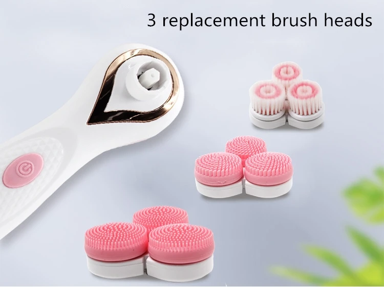 3 in1 Sonic facial Cleansing brush Battery Powered 3 Wheels Rotating head Waterproof pore cleaning Spa massager CNAIER AE-878