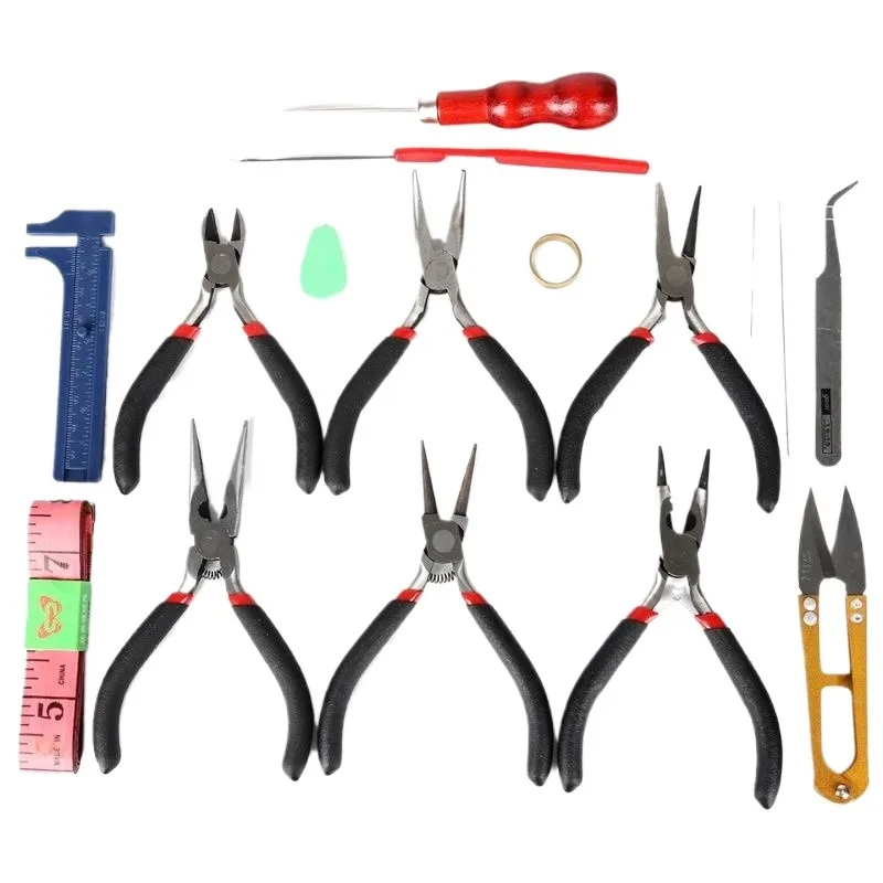 Professional Black Handle Anti-Slip Jewelry Pliers Kit Multi-Type Splicing and Fixing Tools oblique pliers