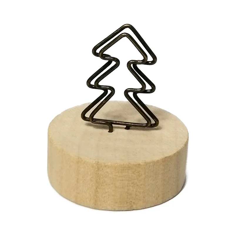 Wood Table Number Holders Wooden Desktop Decoration Note Holder Creative Design Desk Label wooden iron round photo card holder