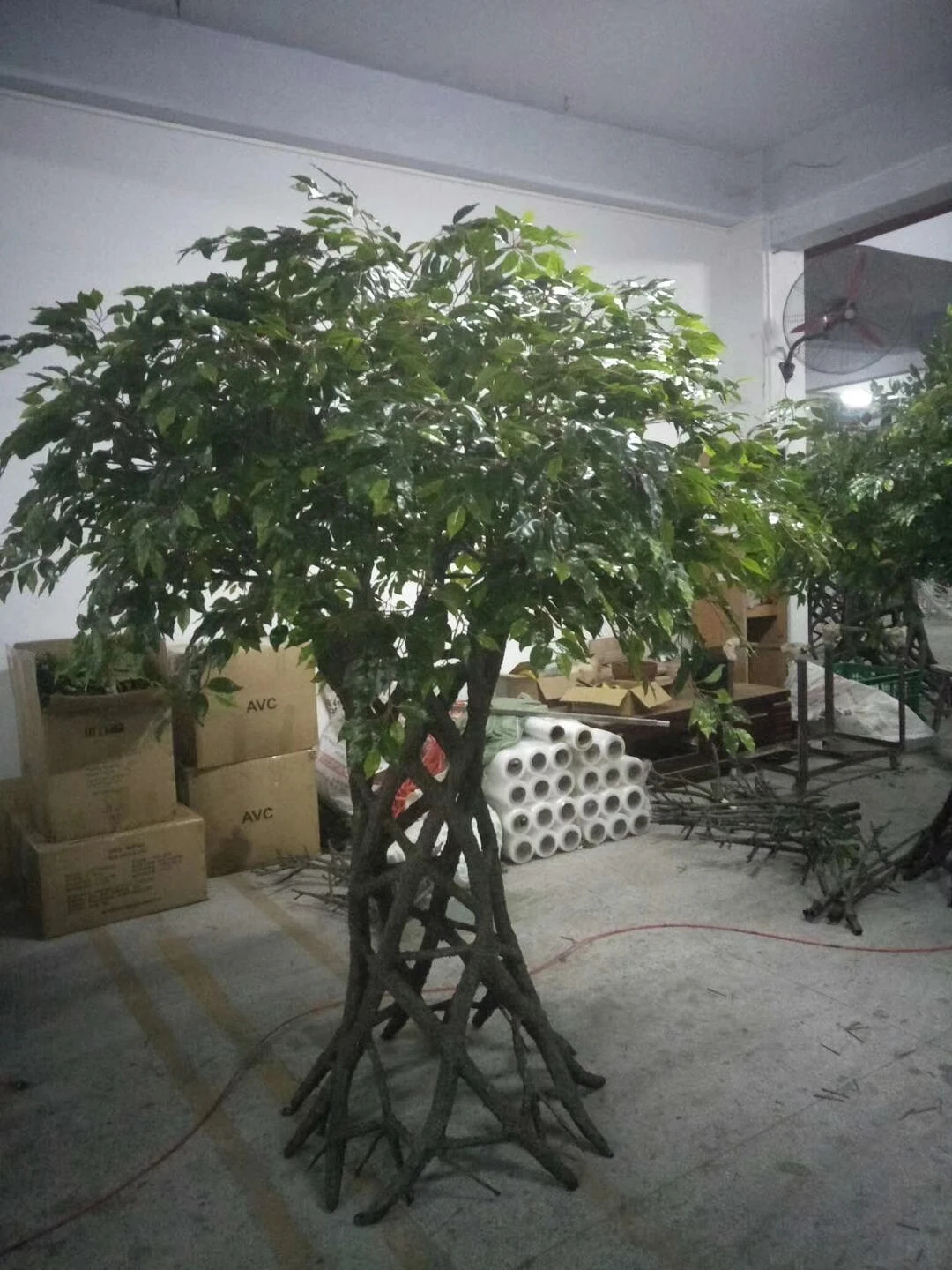 ARTIFICIAL TOPIARY plant Flower basket banany tree with real bark 15  feet height hotel engineering garden decorative customized