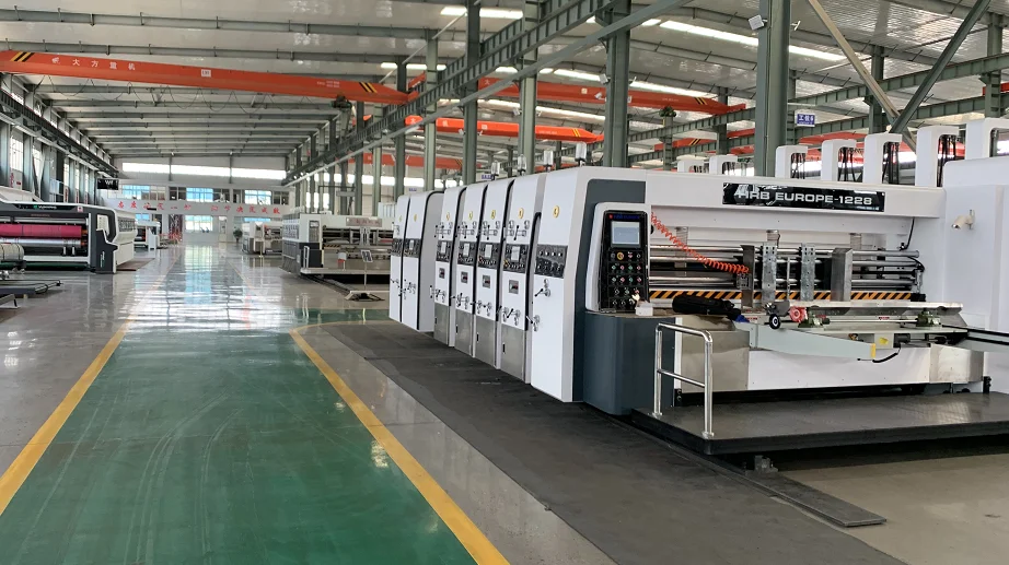 High speed PLC automatic corrugated cardboard flexo paper printer pizza carton box printing diecuttingslotting packaging machine