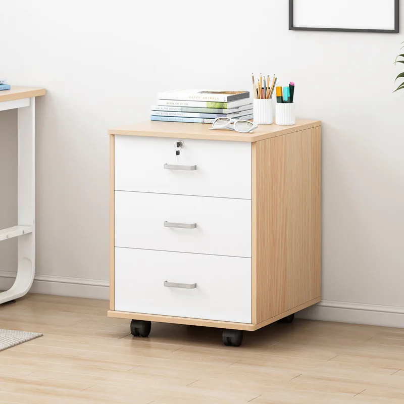 Nightstand 3-Drawers Modern Bedside Table With Keys Simple Storage Cabinet French Style Wooden Bedroom Furniture Panel