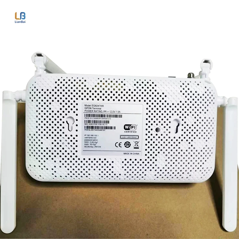 Factory Price hw Eg8247w5 Dual Band Catv Ont Onu Gpon Onu 4ge+1usb+1tel+catv+2.4g&5g