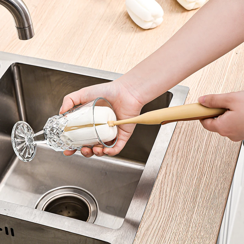 Plastic Creative Long Handle With Small Brush Head Glass Bottle Cup Sponge Cleaning Brush