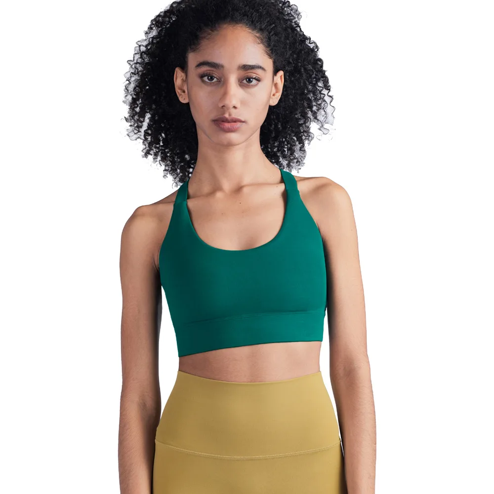Women yoga vest breast closure sports underwear cross-border buckle shock absorption cross back fitness bra